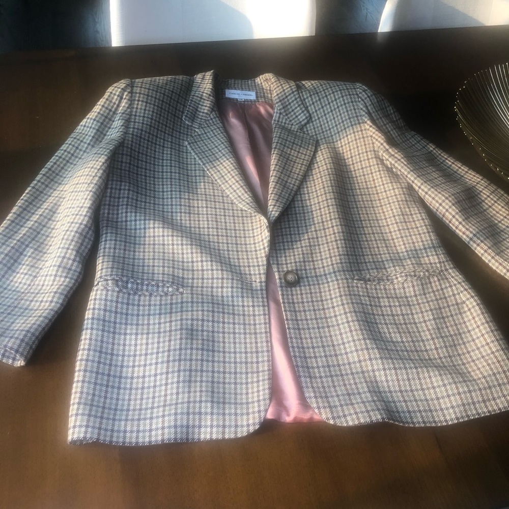 Vintage Check Plaid Blazer Oversized Casual Corner - Picture 9 of 10